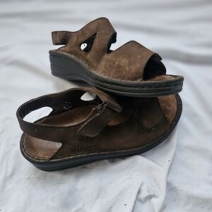 Mobils Womens Sandals Size 38 Tan Leather Open Toe Adjustable Straps Sling Back